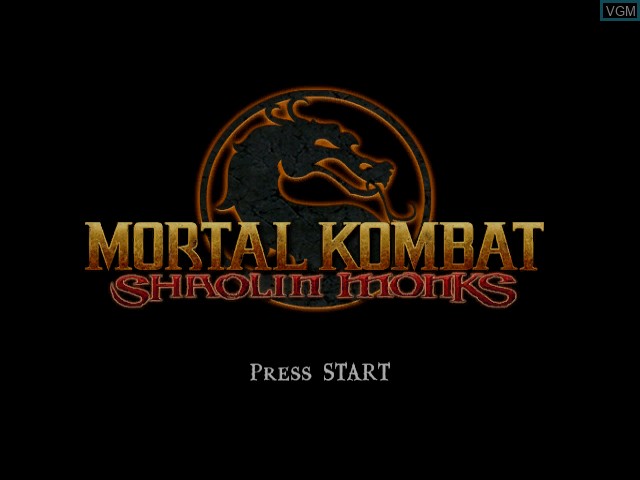 Title screen of the game Mortal Kombat - Shaolin Monks on Microsoft Xbox