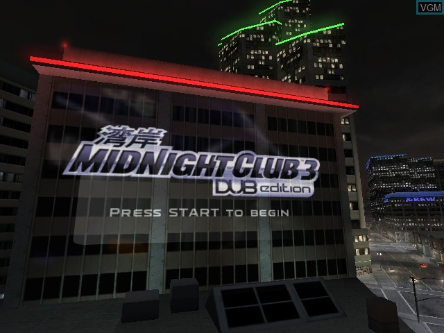 Title screen of the game Midnight Club 3 - DUB Edition on Microsoft Xbox