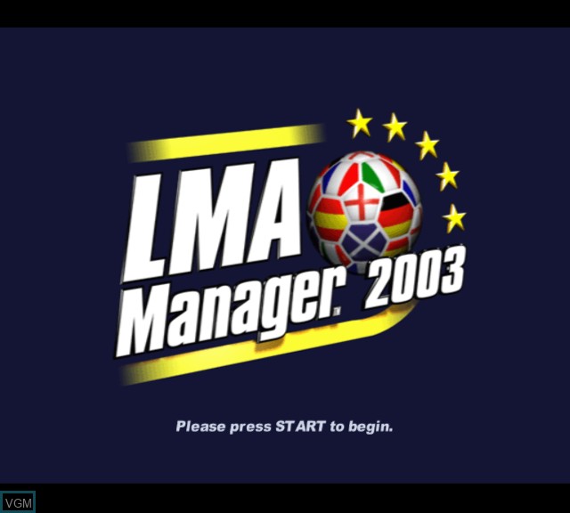 Title screen of the game LMA Manager 2003 on Microsoft Xbox