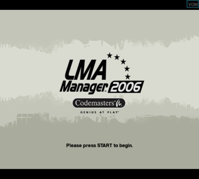 Title screen of the game LMA Manager 2006 on Microsoft Xbox