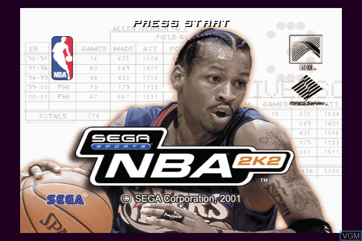 Title screen of the game NBA 2K2 on Microsoft Xbox