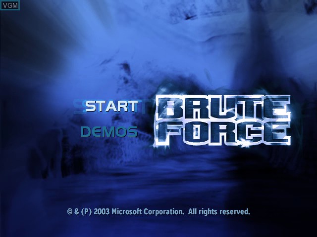 Title screen of the game Brute Force on Microsoft Xbox