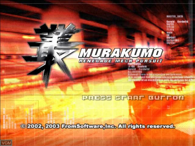 Title screen of the game Murakumo - Renegade Mech Pursuit on Microsoft Xbox