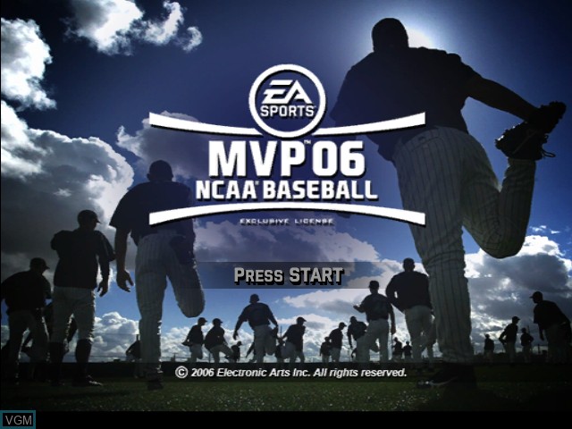 Title screen of the game MVP 06 NCAA Baseball on Microsoft Xbox