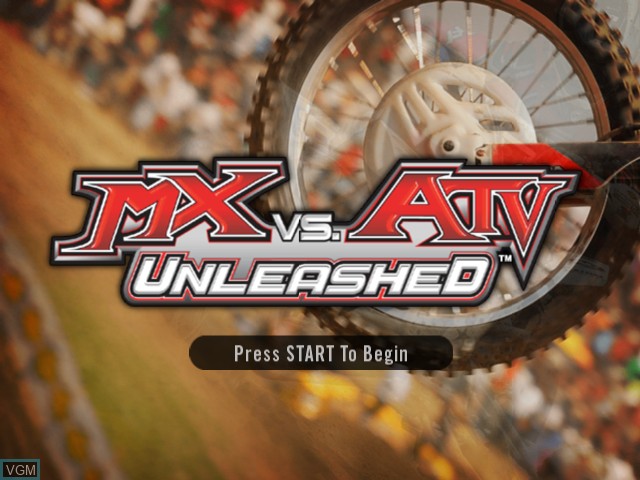 Title screen of the game MX vs. ATV Unleashed on Microsoft Xbox