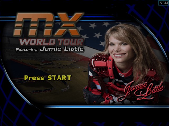 Title screen of the game MX World Tour Featuring Jamie Little on Microsoft Xbox