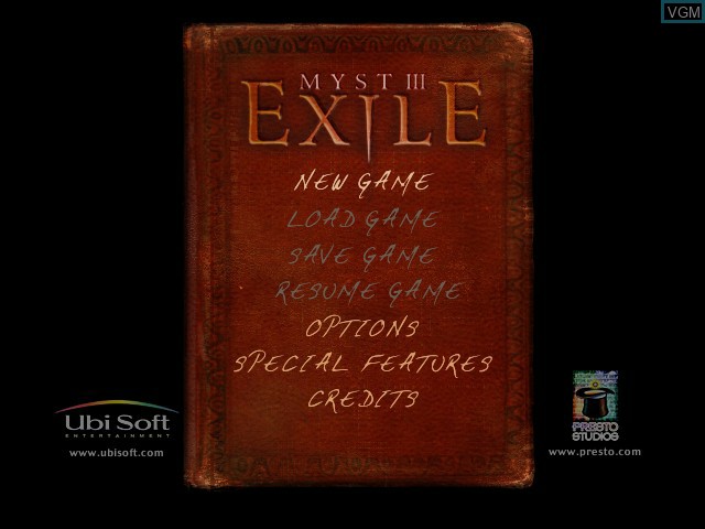 Title screen of the game Myst III - Exile on Microsoft Xbox