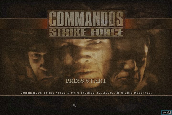 Title screen of the game Commandos Strike Force on Microsoft Xbox