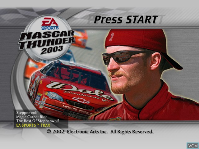 Title screen of the game NASCAR Thunder 2003 on Microsoft Xbox