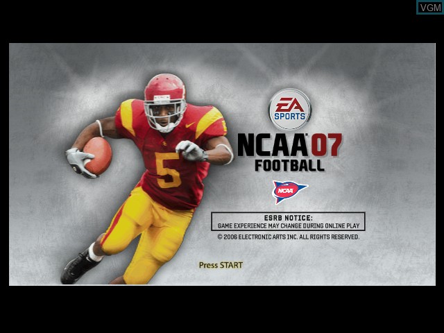 Title screen of the game NCAA Football 07 on Microsoft Xbox