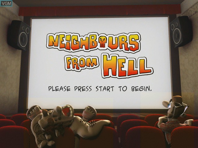 Title screen of the game Neighbours from Hell on Microsoft Xbox
