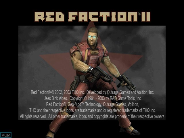 Title screen of the game Red Faction II on Microsoft Xbox