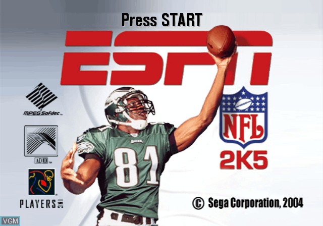 Title screen of the game ESPN NFL 2K5 on Microsoft Xbox