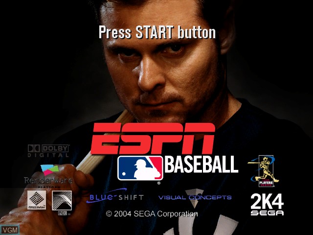 Title screen of the game ESPN Major League Baseball on Microsoft Xbox