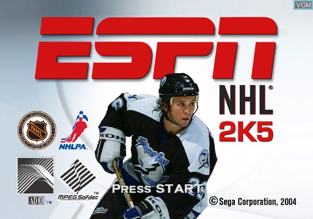 Title screen of the game ESPN NHL 2K5 on Microsoft Xbox
