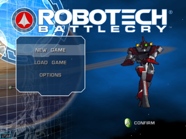 Title screen of the game Robotech - Battlecry on Microsoft Xbox