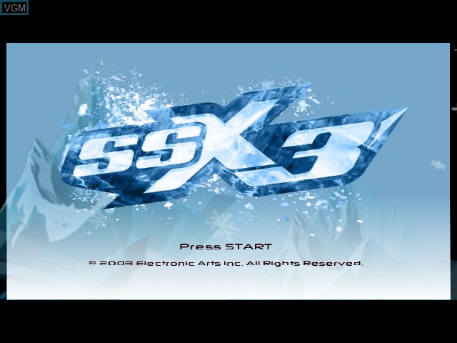 Title screen of the game SSX 3 on Microsoft Xbox