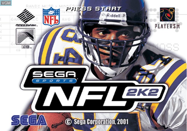 Title screen of the game NFL 2K2 on Microsoft Xbox