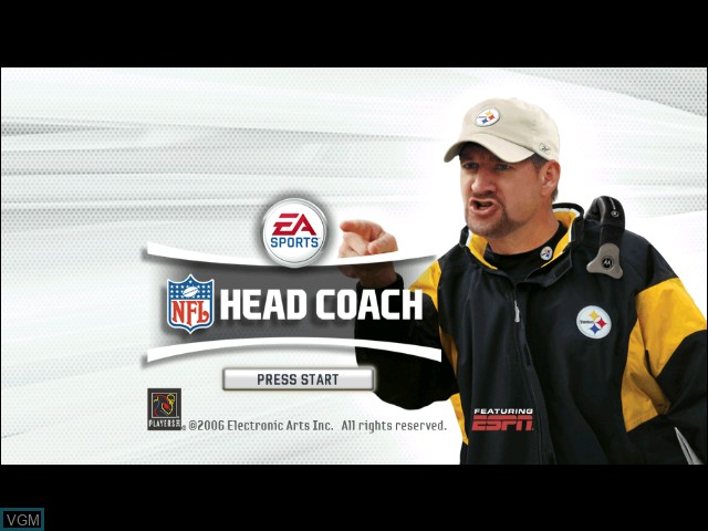 Title screen of the game NFL Head Coach on Microsoft Xbox