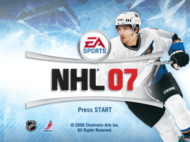 Title screen of the game NHL 07 on Microsoft Xbox