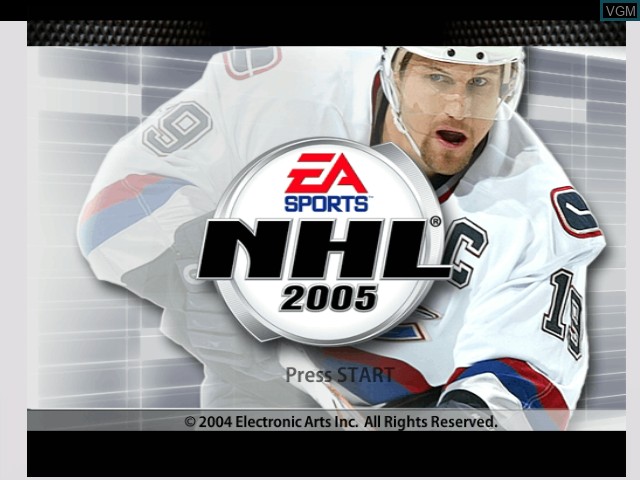 Title screen of the game NHL 2005 on Microsoft Xbox