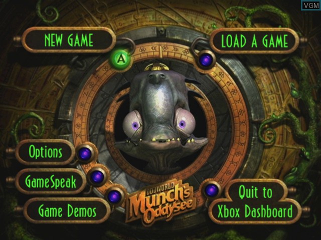 Title screen of the game Oddworld - Munch's Oddysee on Microsoft Xbox