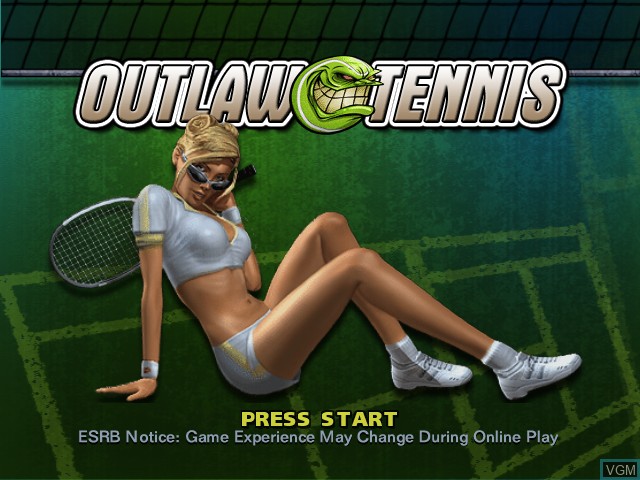 Title screen of the game Outlaw Tennis on Microsoft Xbox