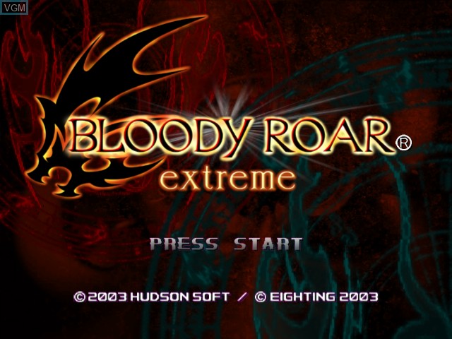 Title screen of the game Bloody Roar Extreme on Microsoft Xbox