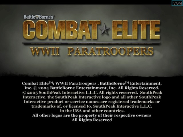 Title screen of the game Combat Elite - WWII Paratroopers on Microsoft Xbox