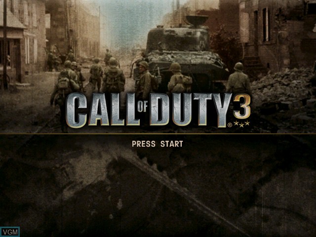 Title screen of the game Call of Duty 3 on Microsoft Xbox
