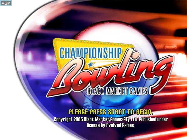 Title screen of the game Championship Bowling on Microsoft Xbox