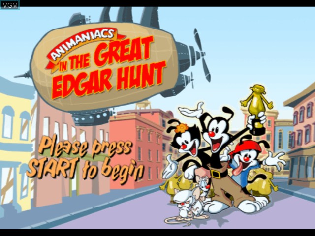 Title screen of the game Animaniacs - The Great Edgar Hunt on Microsoft Xbox