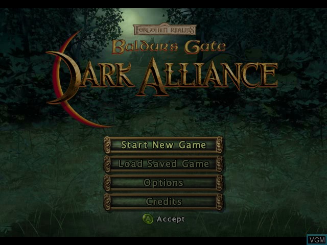 Title screen of the game Baldur's Gate - Dark Alliance on Microsoft Xbox