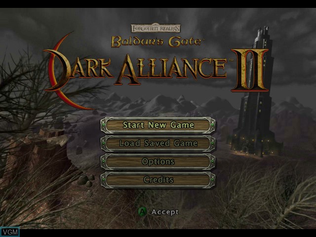 Title screen of the game Baldur's Gate - Dark Alliance II on Microsoft Xbox