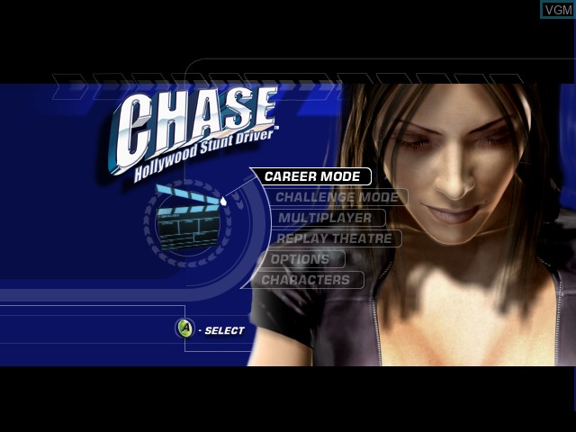 Title screen of the game Chase - Hollywood Stunt Driver on Microsoft Xbox