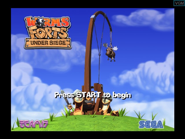 Title screen of the game Worms Forts - Under Siege on Microsoft Xbox