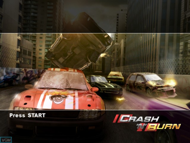 Title screen of the game Crash 'N' Burn on Microsoft Xbox