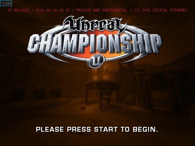 Title screen of the game Unreal Championship on Microsoft Xbox