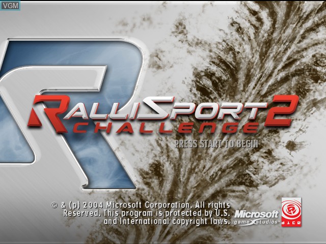 Title screen of the game RalliSport Challenge 2 on Microsoft Xbox