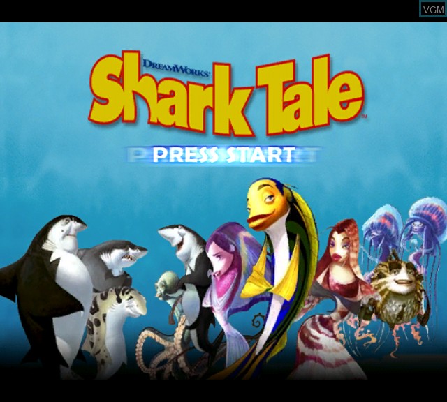 Title screen of the game Shark Tale on Microsoft Xbox