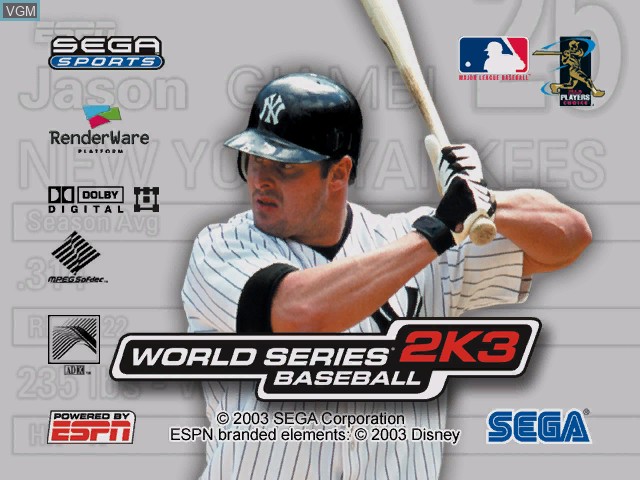 Title screen of the game World Series Baseball 2K3 on Microsoft Xbox