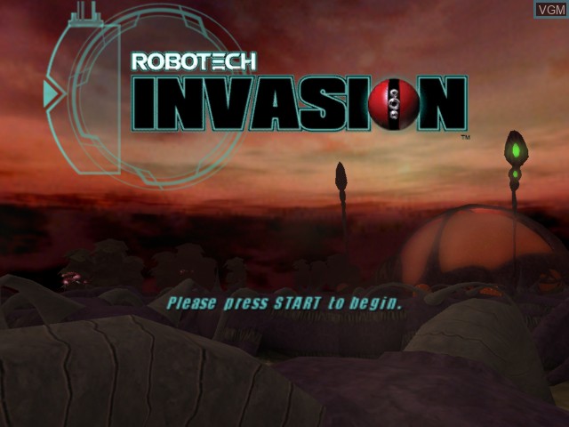 Title screen of the game Robotech - Invasion on Microsoft Xbox