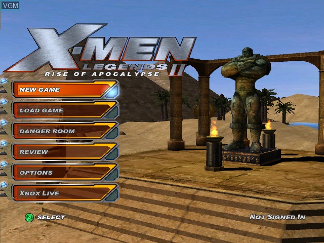 Title screen of the game X-Men Legends II - Rise of Apocalypse on Microsoft Xbox