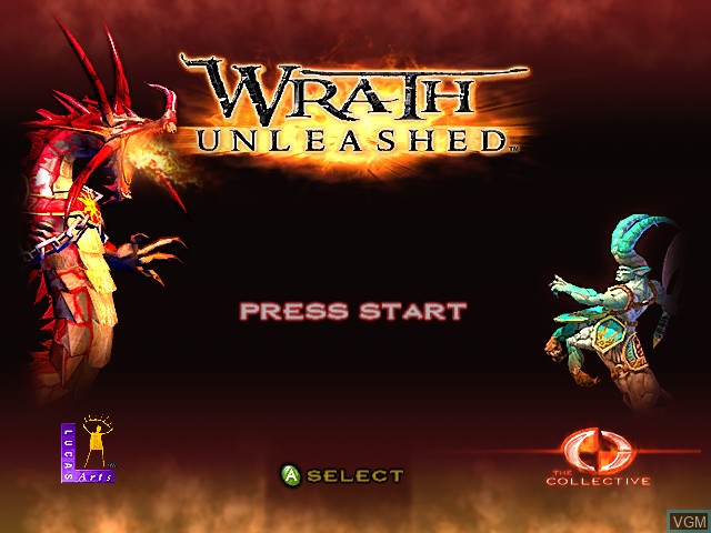 Title screen of the game Wrath Unleashed on Microsoft Xbox