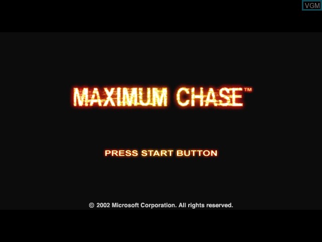 Title screen of the game Maximum Chase on Microsoft Xbox