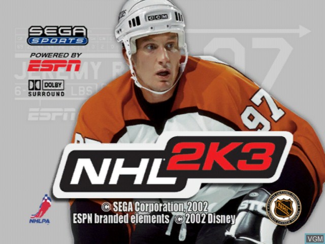 Title screen of the game NHL 2K3 on Microsoft Xbox