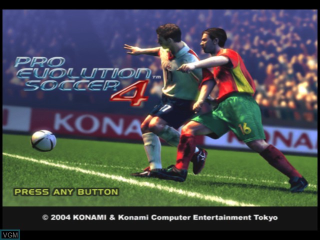 Title screen of the game Pro Evolution Soccer 4 on Microsoft Xbox