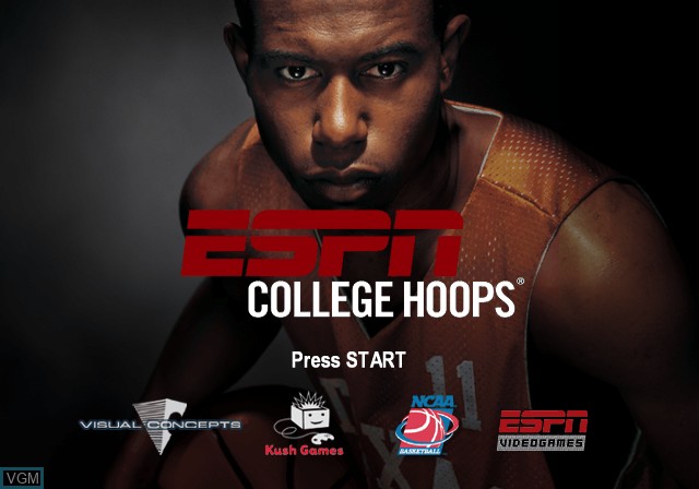 Title screen of the game ESPN College Hoops on Microsoft Xbox