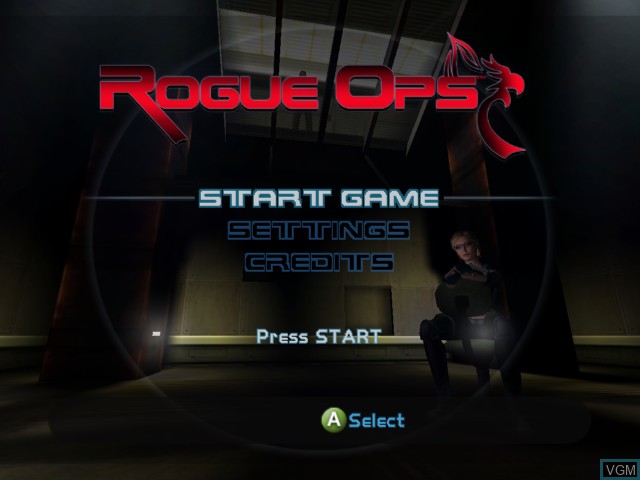 Title screen of the game Rogue Ops on Microsoft Xbox