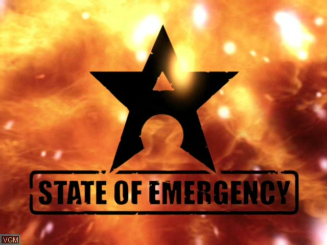 Title screen of the game State of Emergency on Microsoft Xbox